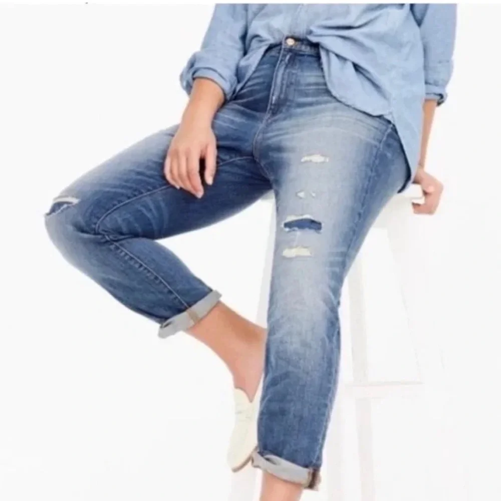 J Crew Slim Broken-in Boyfriend Jeans Size 28 Distressed K8462 Blue Size 28‎